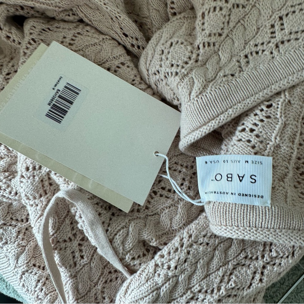 Beige Knit V-Neck Dress - Picture 4 of 4